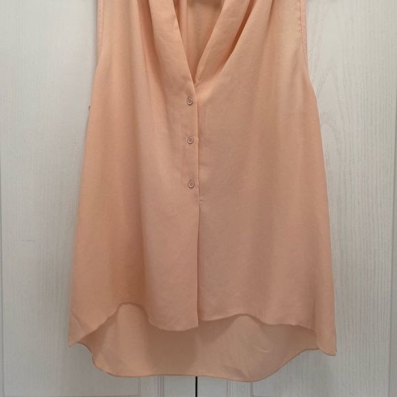 Wilfred Women's Shirt Top Sleeveless Sheer V-neck Button Up Hi-Low Peach Small - Picture 3 of 14